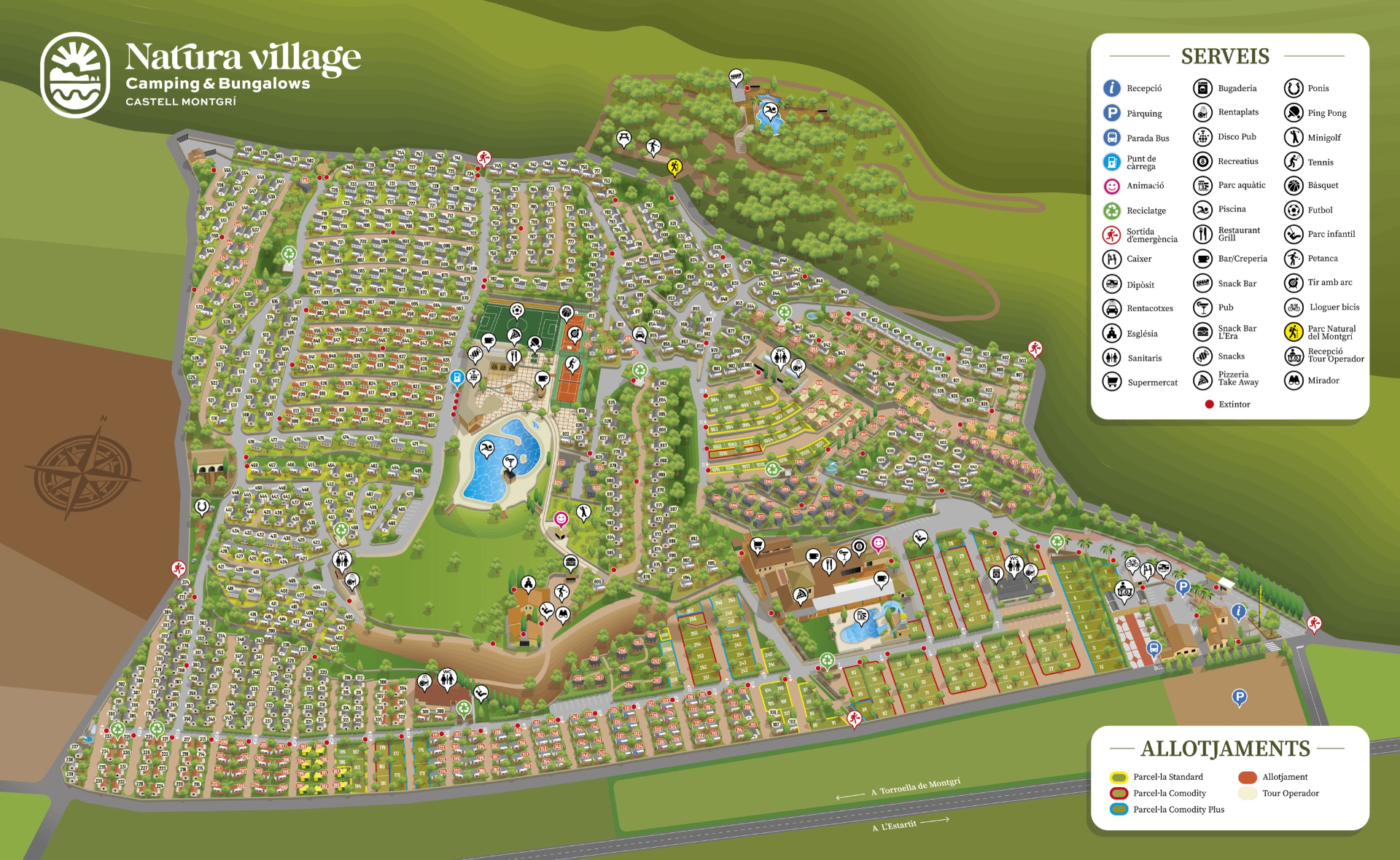 Mapa del Camping Natura Village Castell Montgrí — zona Dipòsit